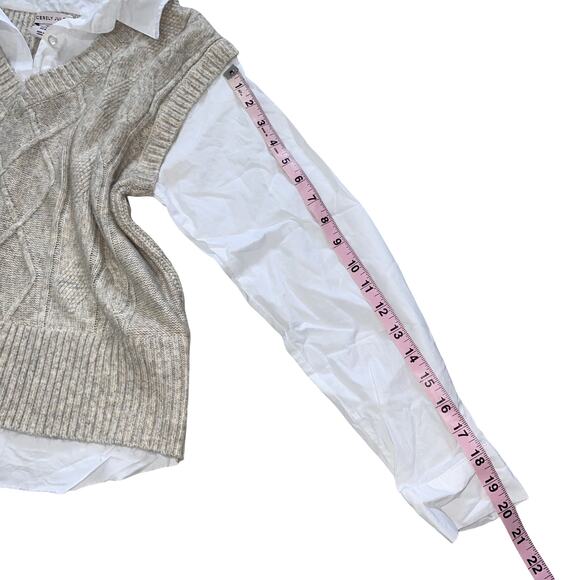 SINCERELY JULES Cable Knit Layered Blouse Sweater Vest Size M - Picture 5 of 8